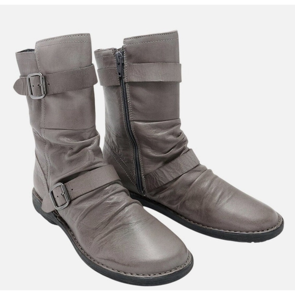 Miz Mooz Womens Pasha Mid Calf Boots Size 37 US 6.5 Graphite Buckle
